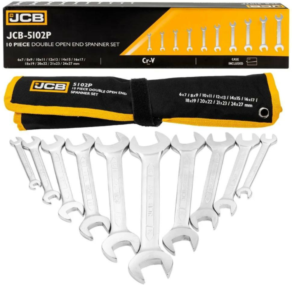 Набір ріжкових ключів в чохлі 10 пр. (6-27 мм) JCB Tools JCB-5102P