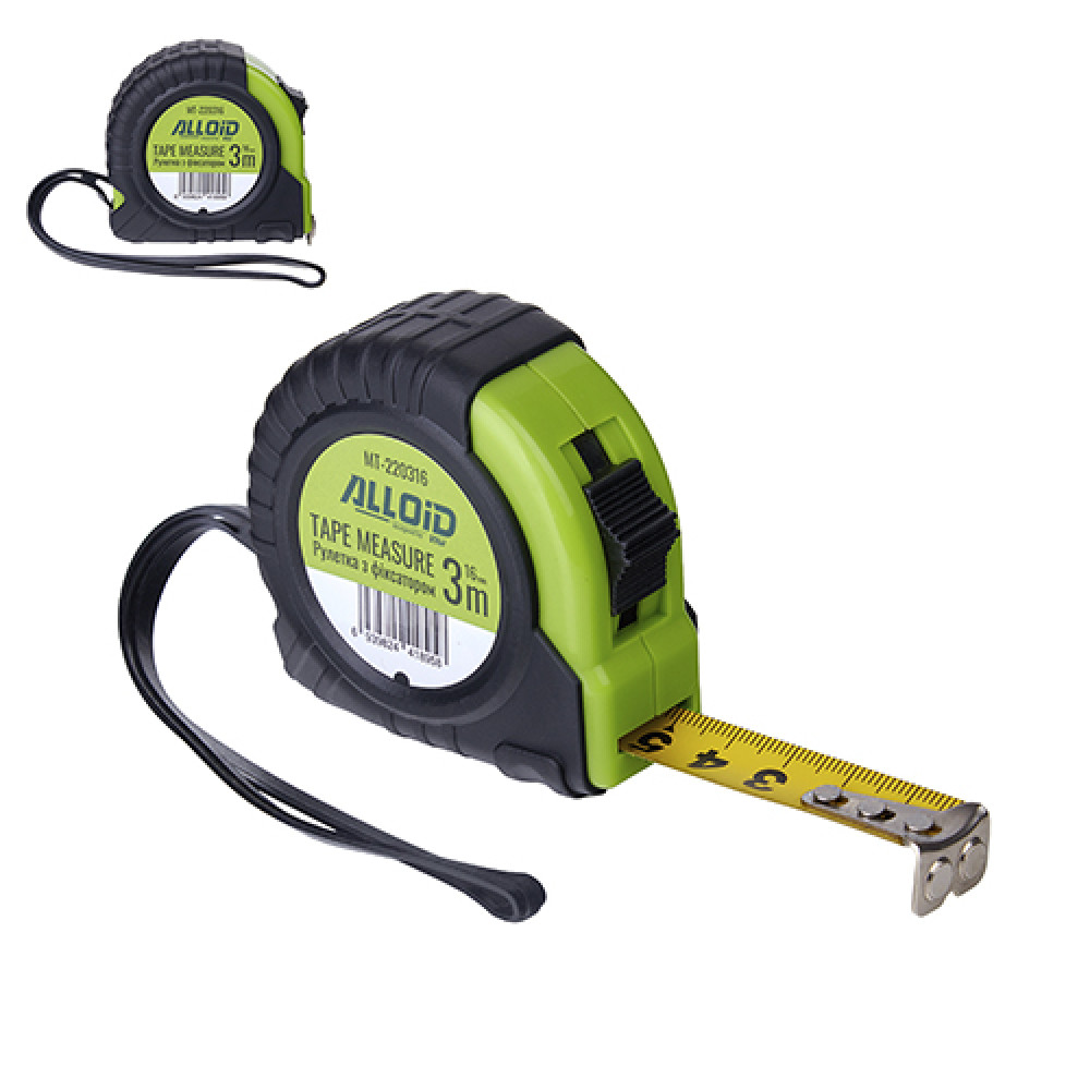Alloid Base. Рулетка с фиксатором  3 м/16 мм, MT-220316