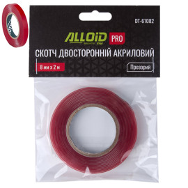 Alloid Pro. Скотч двухсторонний  8мм х 2м, прозрачный 1мм, (пакет)