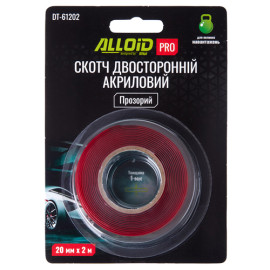 Alloid Pro. Скотч двухсторонний 20мм х 2м, прозрачный 1мм, (блистер)