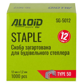 Alloid Pro. Скоба калёная для строительного степлера 12мм х 1.2мм, тип 50 (1000шт)
