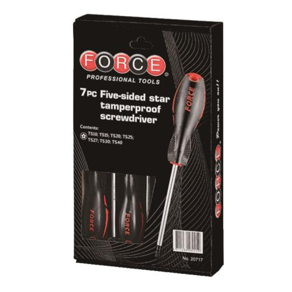 Набор отверток Torx с отверстием 5-ти лучевые 7 пр. (TS10-TS40) (FORCE 20717)