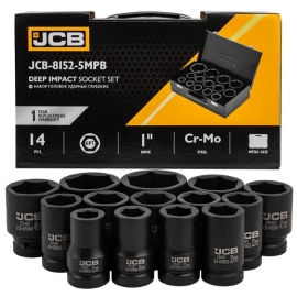 Набір головок ударних глибоких в металевому кейсі 14 од. 1" (6-гр.) JCB Tools JCB-8152-5MPB