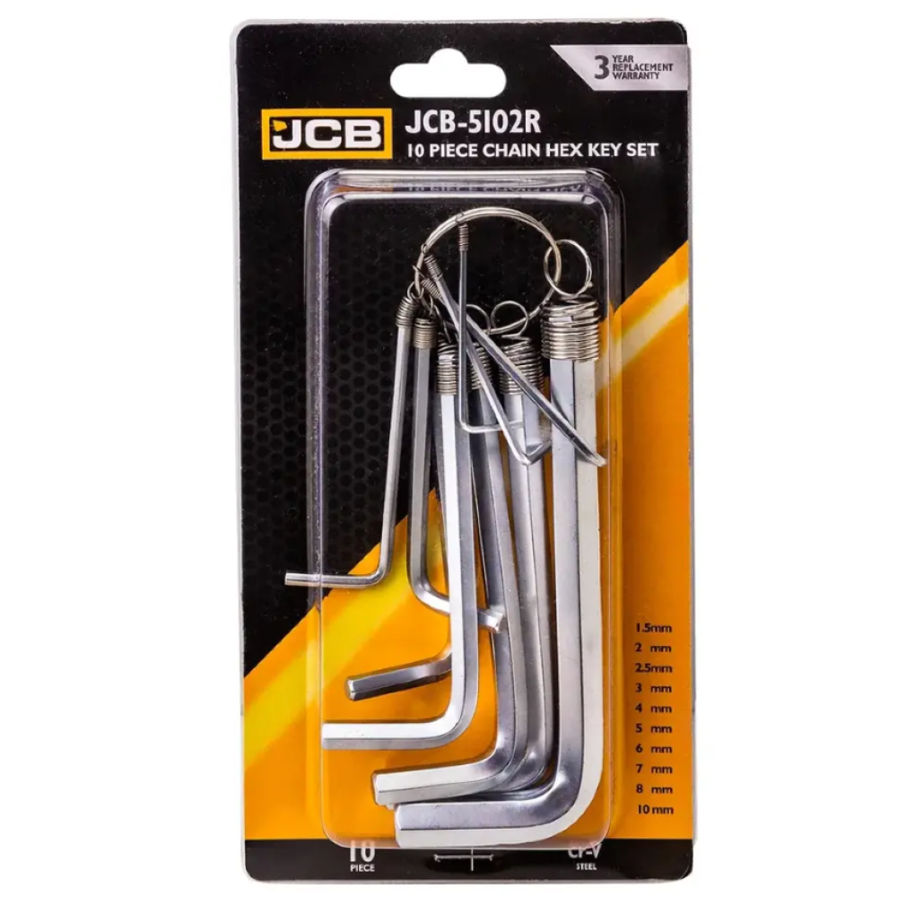 Набір Г-подібних ключів шестигранних, 10 пр. JCB Tools JCB-5102R