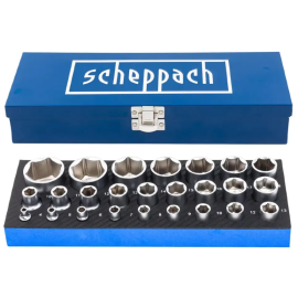 Набір головок в металевому кейсі 25 пр. 1/2'', 1/4'' (6-гр.) Scheppach SCH-50121G