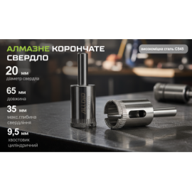 Alloid Base. Сверло корончатое алмазное по стеклу и керамике  20мм