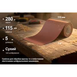 Alloid. Наждачная бумага на тканевой основе, 115мм х 5м, зерно 280