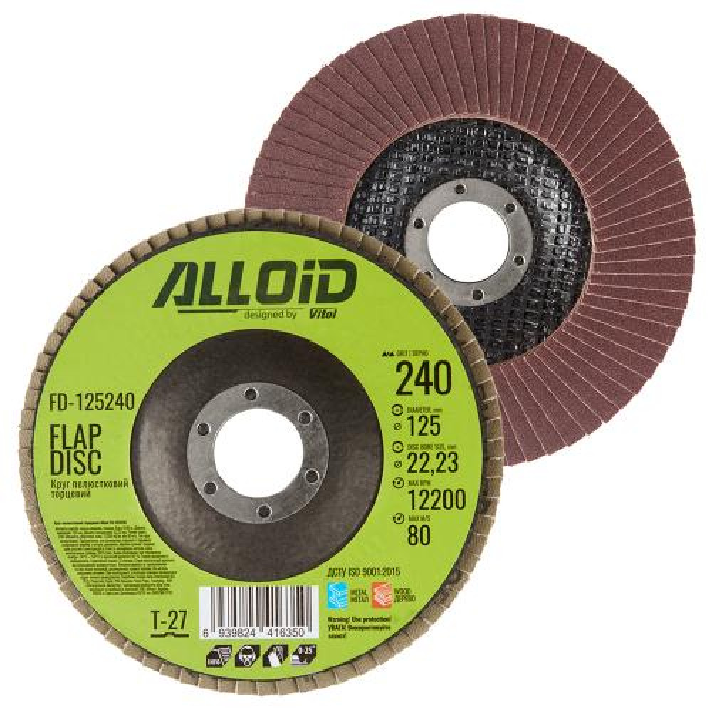 Alloid. Круг лепестковый торцевой 125 мм, зерно 240, T27