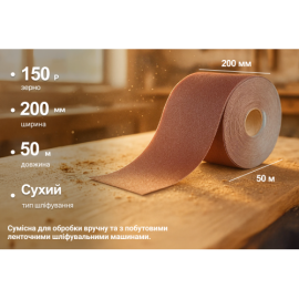 Alloid. Наждачная бумага на тканевой основе, 200мм х 50м, зерно 150