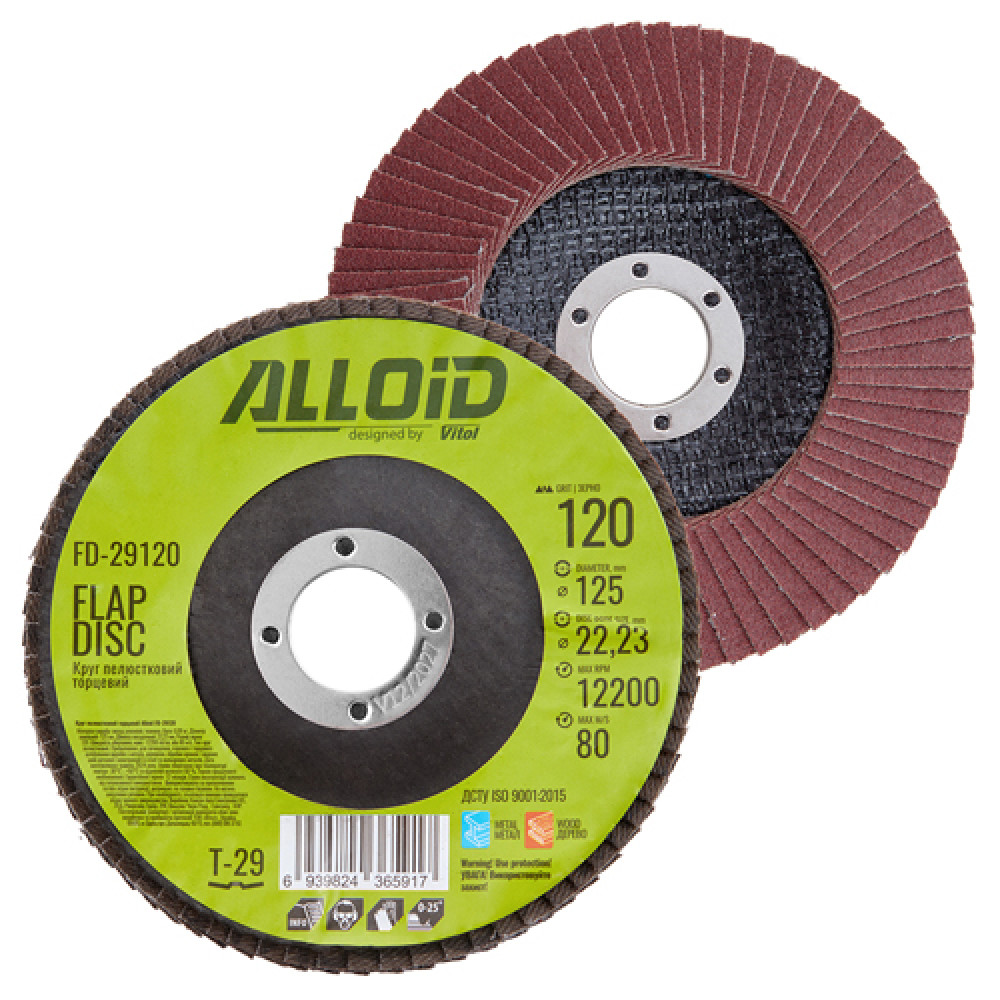 Alloid. Круг лепестковый торцевой, 125 мм, зерно 120, T29