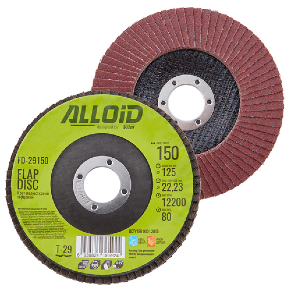 Alloid. Круг лепестковый торцевой, 125 мм, зерно 150, T29