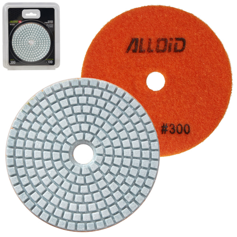 Alloid Pro. Круг алмазный шлифовальный на липучке 100 мм, зерно  300