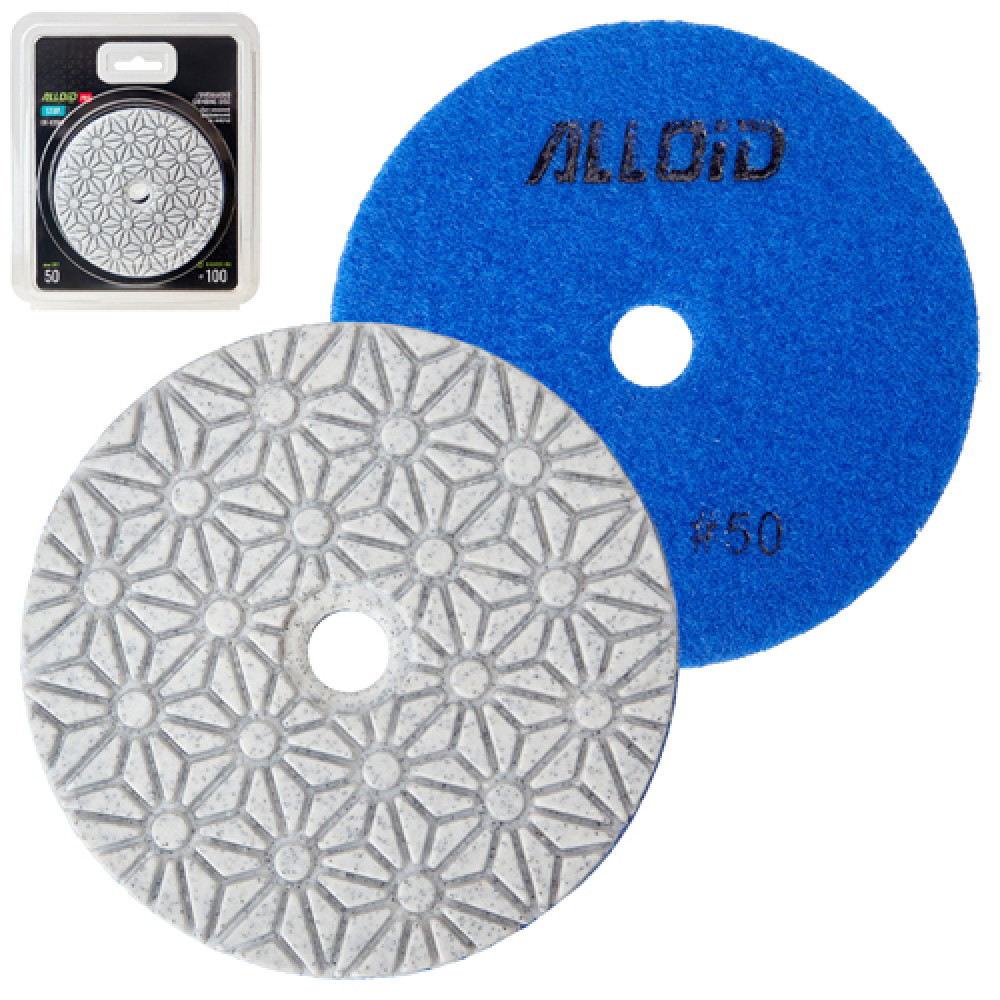 Alloid Pro. Круг алмазный шлифовальный на липучке STAR 100 мм,  зерно   50