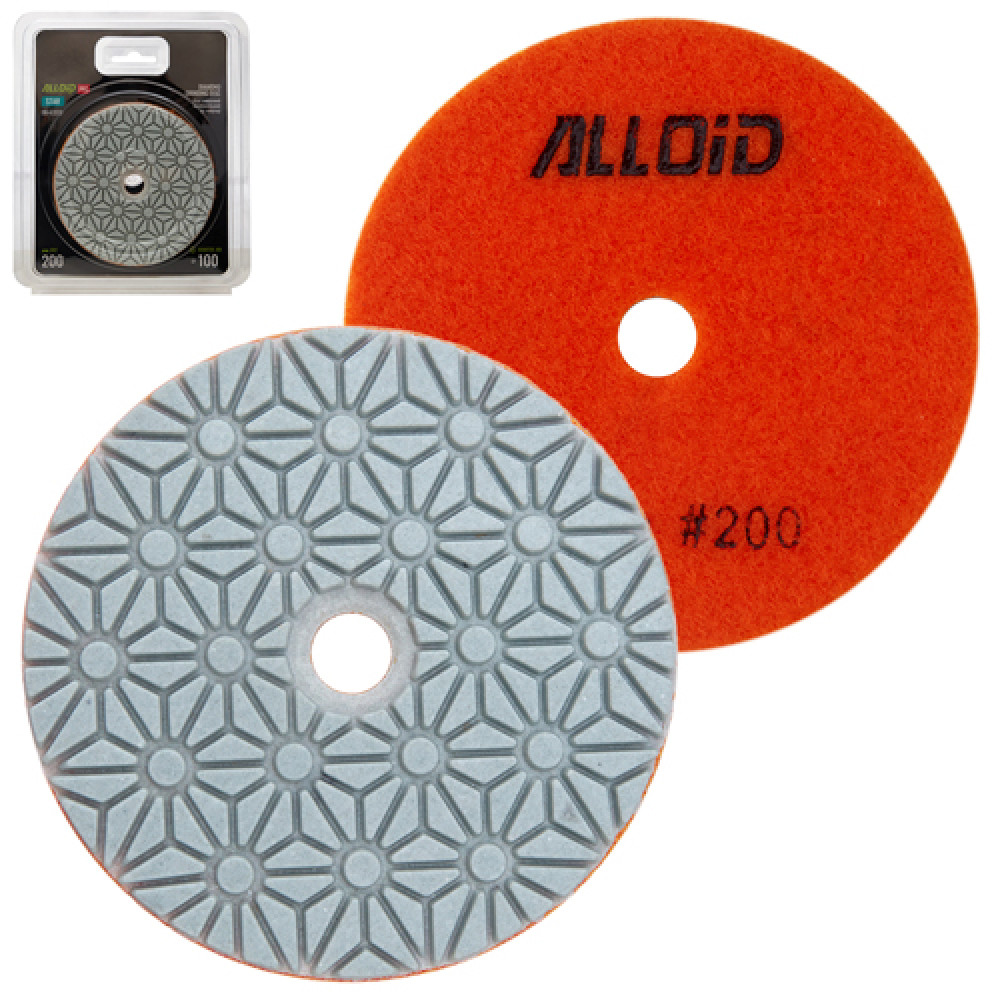 Alloid Pro. Круг алмазный шлифовальный на липучке STAR 100 мм,  зерно  200