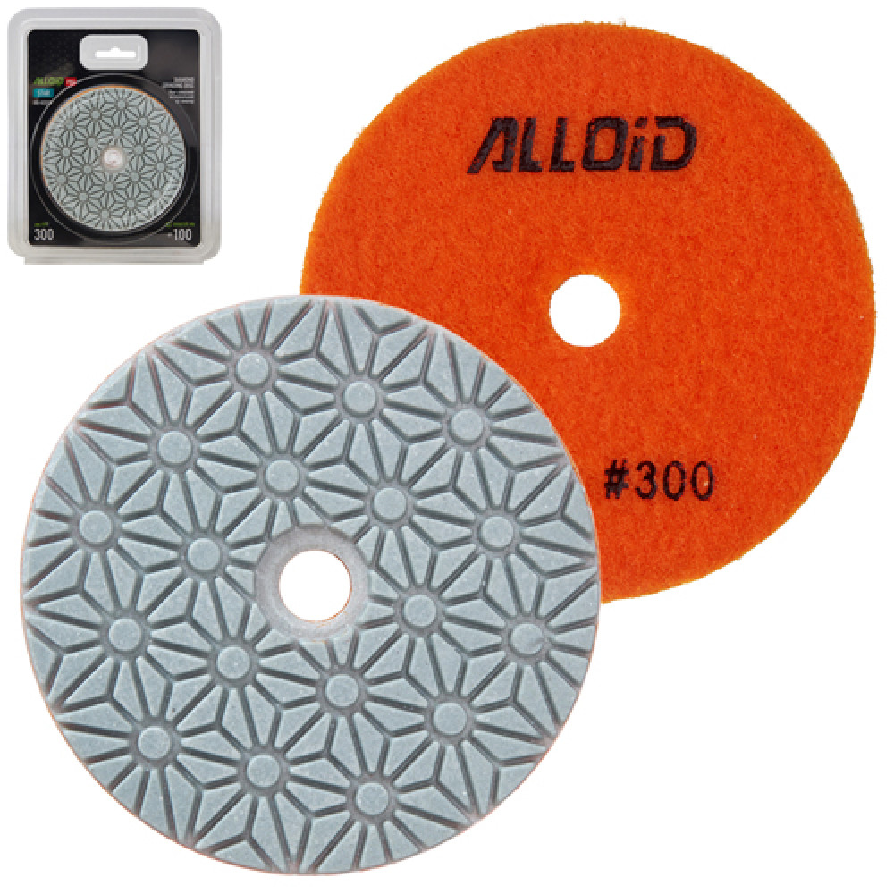 Alloid Pro. Круг алмазный шлифовальный на липучке STAR 100 мм,  зерно  300