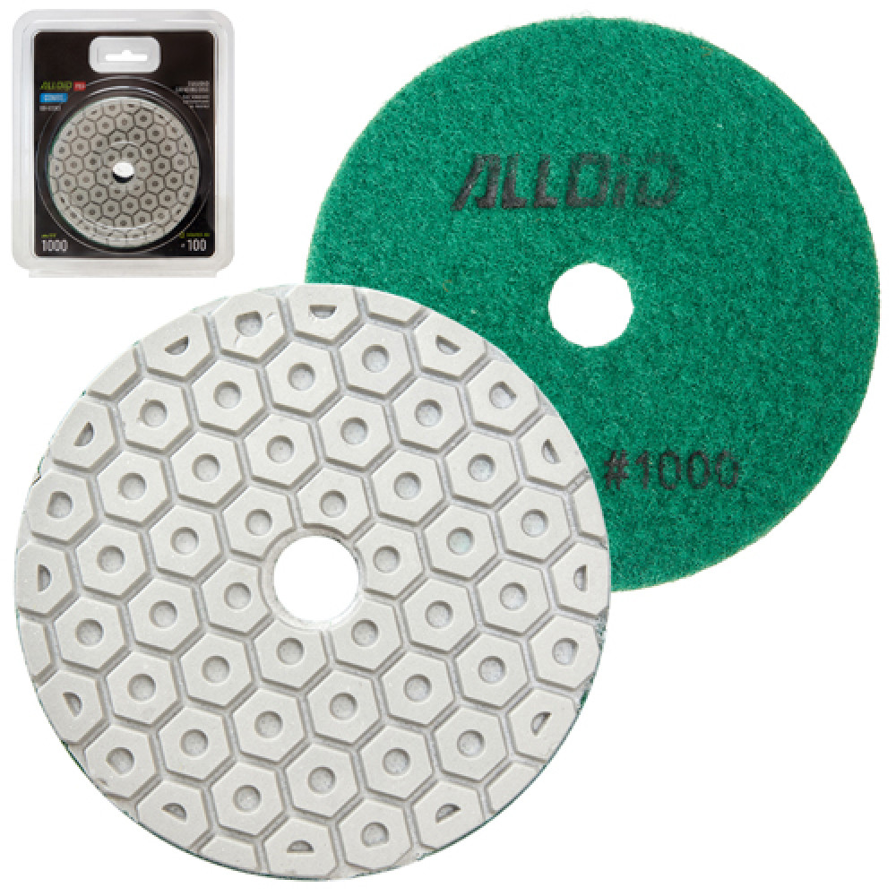Alloid Pro. Круг алмазный шлифовальный на липучке COMBS 100 мм,  зерно 1000