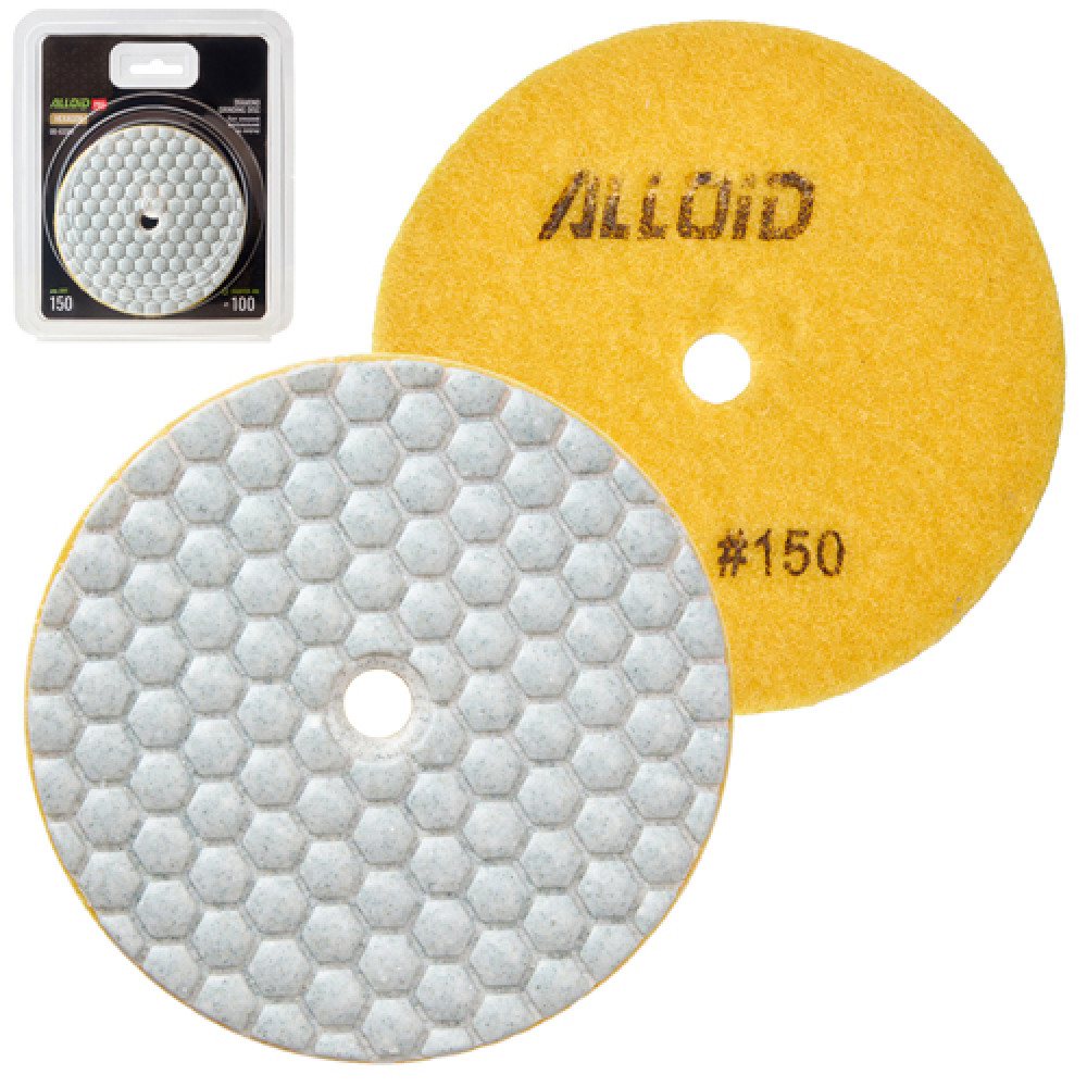 Alloid Pro. Круг алмазный шлифовальный на липучке HEXAGON 100 мм,  зерно  150