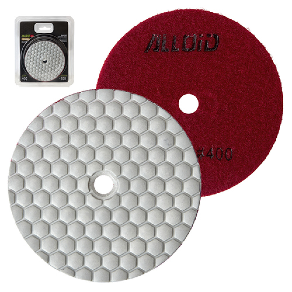 Alloid Pro. Круг алмазный шлифовальный на липучке HEXAGON 100 мм,  зерно  400