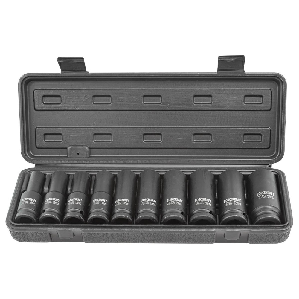 Набір головок ударних глибоких 1/2", 10 пр. (6-гр.) (10-24 мм) FORCEKRAFT FK-4107-5MPB