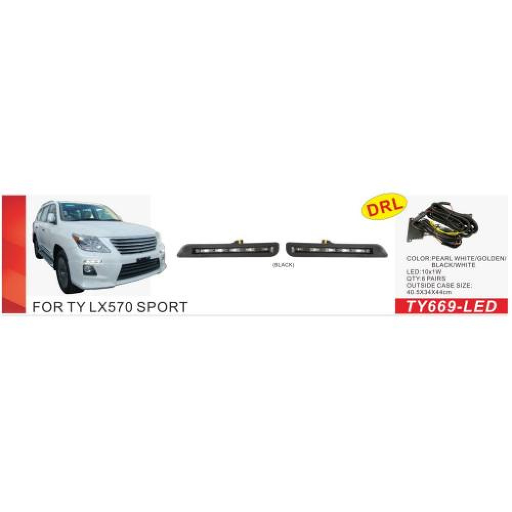 Фары доп.модель Lexus LX 570 2007-12/TY669-BK/DRL-12V10W/эл.проводка
