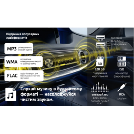 Автомагнитола Pulso-110411:RGB, USB, FM, RCA, LCD-дисплей, 4х50 Вт, управление по Bluetooth