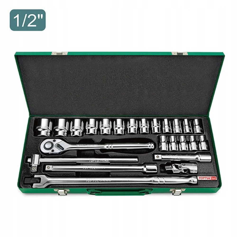Набор инструмента головки с трещоткой TOPTUL 1/2" 24ед. (6-гр.) GCAD2401