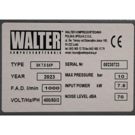 Винтовой компрессор с ременным приводом WALTER SK 7,5 SXP