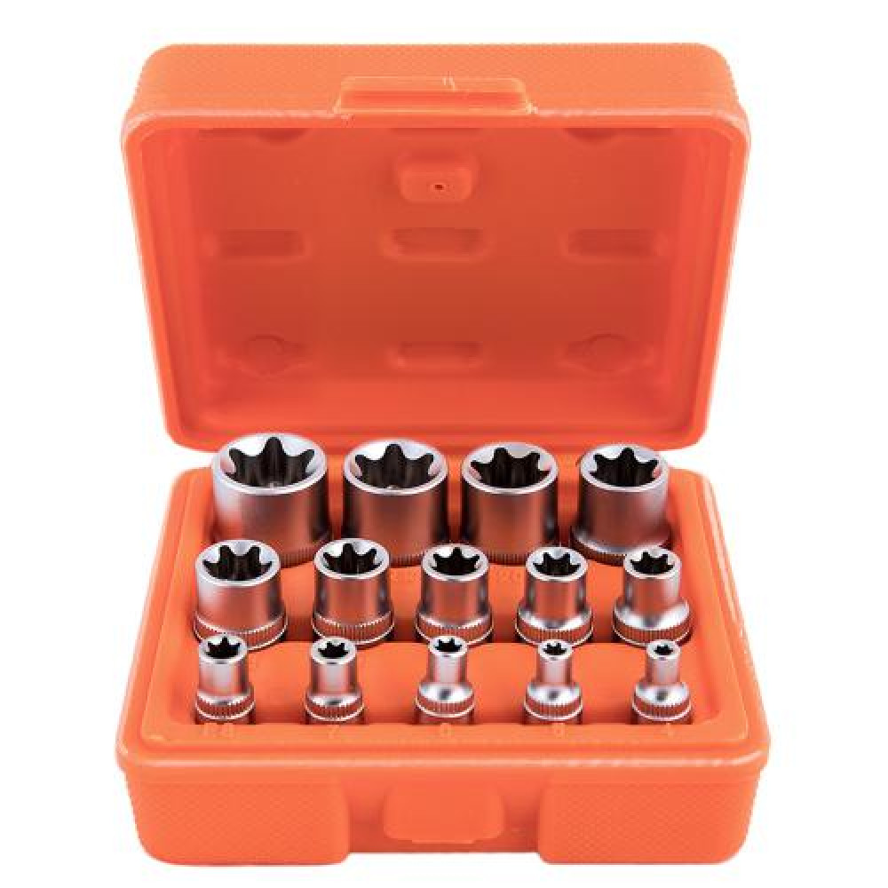 Alloid. Набор головок торкс 1/4"-3/8"-1/2"DR, Е4-Е24, 14 предм. (НГЕ-424K)
