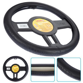 Чехол руля  VLOD-24LC10 BK/RD L  черн/БО/кожа