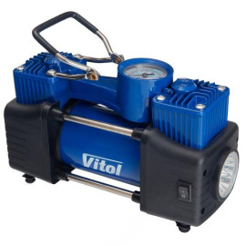 Компрессор "ViTOL" K-74 150psi/15Amp/85л/2 цилиндра/шланг 3,0,м/прикур.+переходник