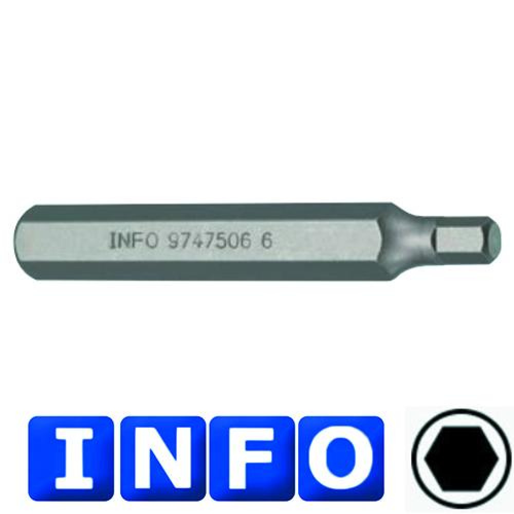 10 мм Бита 6-гр. (HEX) 8 мм, L=75 мм (INFO 9747508 I)