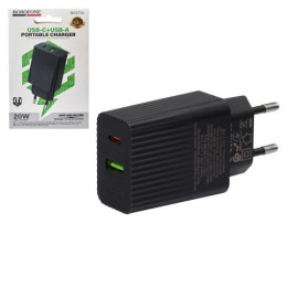 Сетевое зарядное устройство BOROFONE BAS74A PD20W+QC3.0 Black