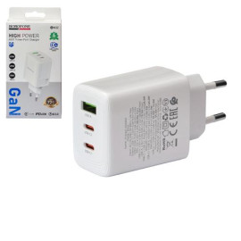 Сетевое зарядное устройство BOROFONE BN32 USB-C1:65W, USB-C2?20W, USB-A?18W White