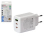 Сетевое зарядное устройство BOROFONE BN32 USB-C1:65W, USB-C2?20W, USB-A?18W White