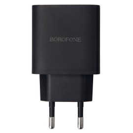 Сетевое зарядное устройство BOROFONE BA96A Type-C: 20W,  USB-A?18W LED дисплей, Black