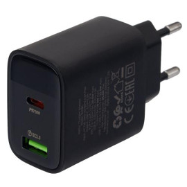 Сетевое зарядное устройство BOROFONE BA96A Type-C: 20W,  USB-A?18W LED дисплей, Black