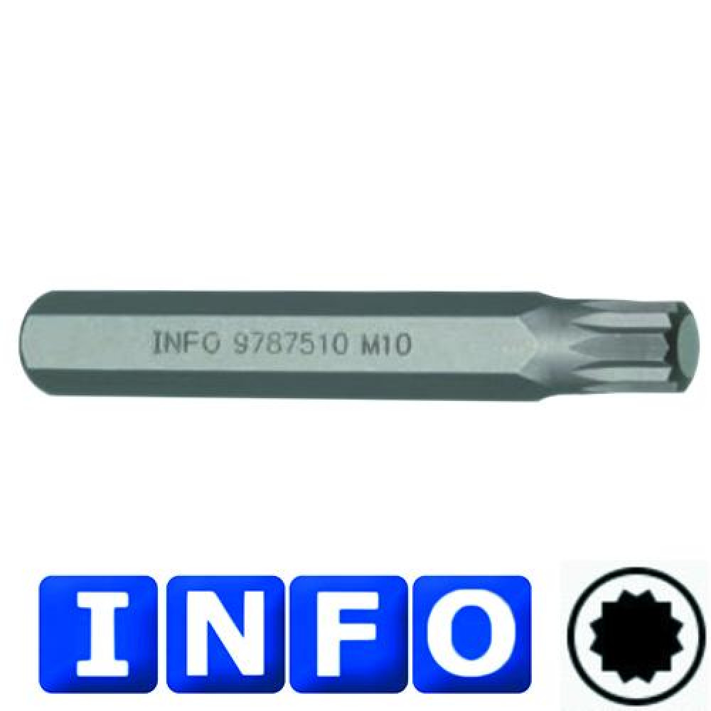 10 мм Бита Spline M12, L=75 мм (INFO 9787512 I)