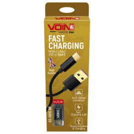 Кабель  VOIN CC-1101C BK USB - Type C 5А, 1m, black (супер быстрая зарядка/передача данных)