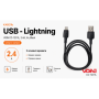 Кабель VOIN CC-1201L USB - Lightning 2.4А, 1m, Black (быстрая зарядка/передача данных)