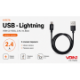 Кабель VOIN CC-1502L USB - Lightning 2.4А, 1m, black (быстрая зарядка/передача данных)