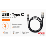 Кабель VOIN CC-1703C USB - Type C 3A 1m, Black (быстрая зарядка/передача данных)