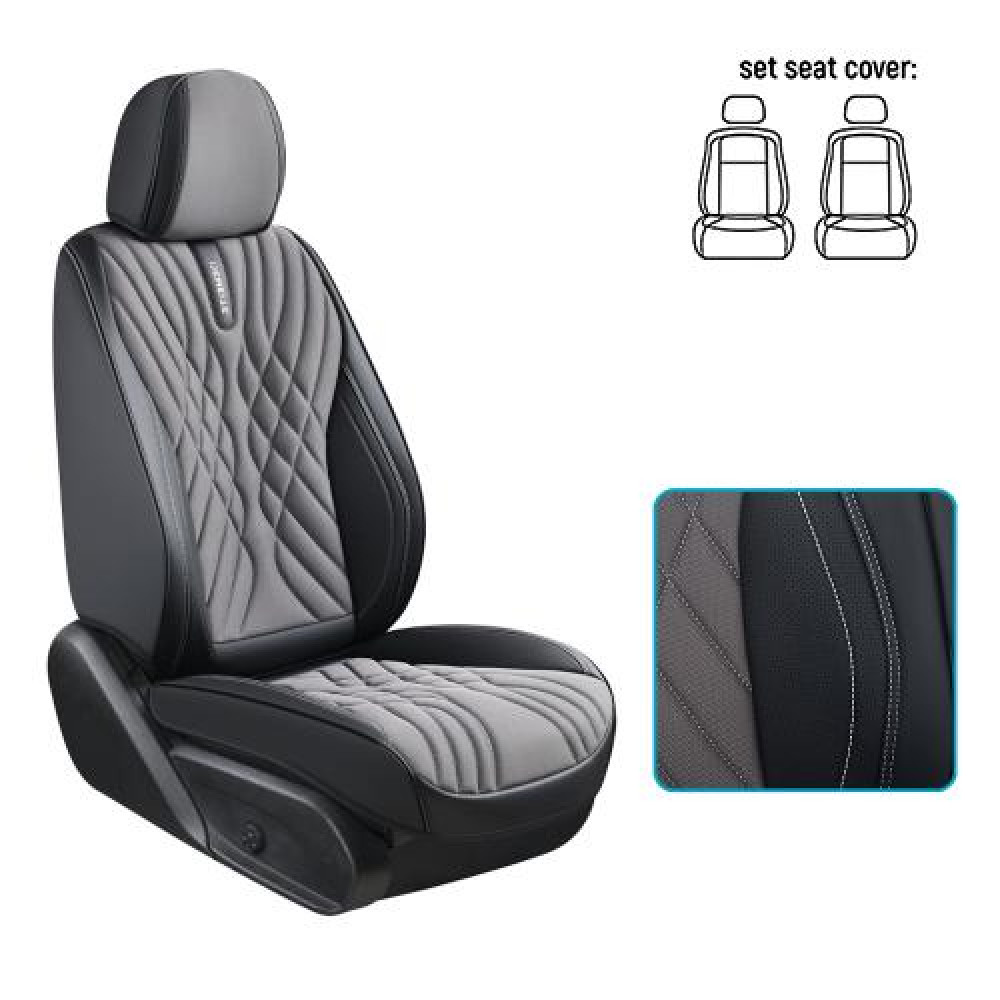 Набор чехлов  V-8863 Gy/Bk 2 пер+2 подг экокожа серо-черные