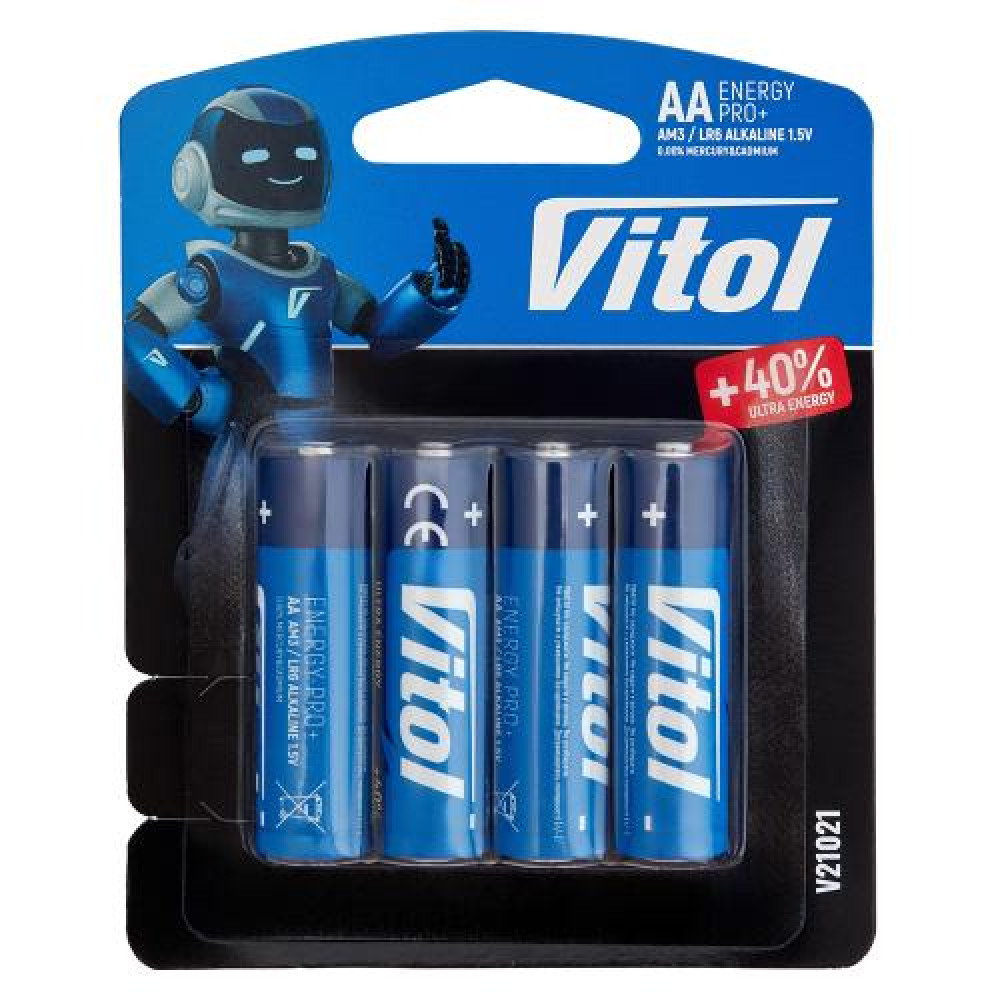 Батарейка Vitol V21021 блистер щелочная LR06 AA (4/48 шт)