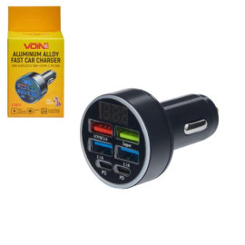 Автомобильное зарядное устройство VOIN, 36W, 4USB QC3.0 18W + 2PD 18W, 12/24V