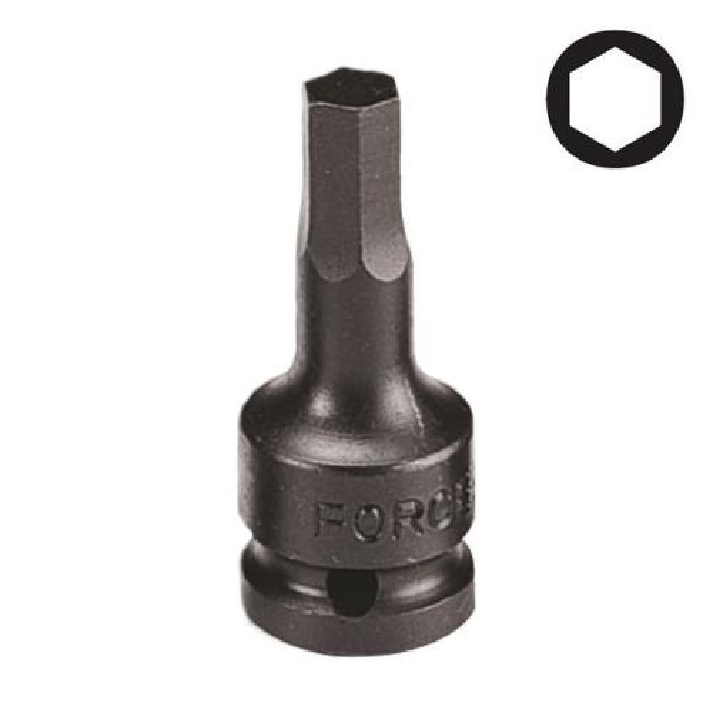 1/2" Головка-бита шестигранная (HEX) цельная, ударная 7 мм, L=60 мм (FORCE 24406007)