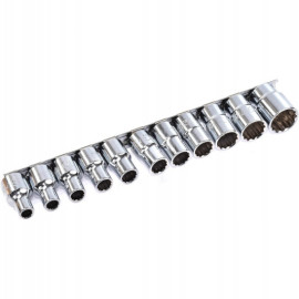 Набор 12-гранных головок на планке TOPTUL 12-гр. 1/2" 11ед. 8-22мм GAAQ1601U-12